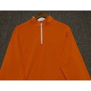 Peter millar 1/4 zip pullover mens orange golf performance Large summer comfort